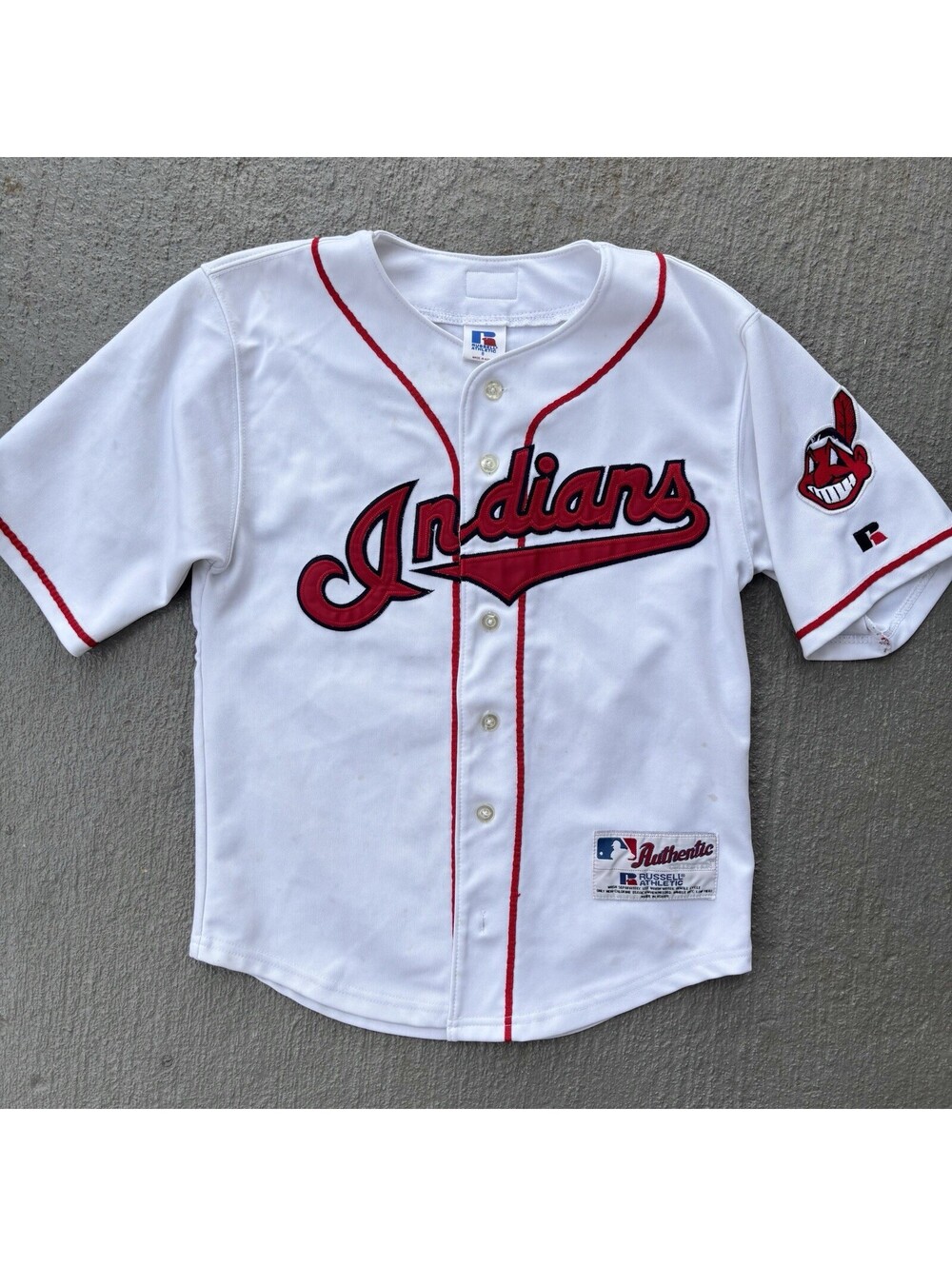 Vintage 90s Cleveland Indians Jim Thome #25 MLB Russell Athletic Jersey YOUTH 8Y